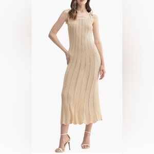 NWT ! Lush Crochet Sweater Maxi Dress with Tie Strap